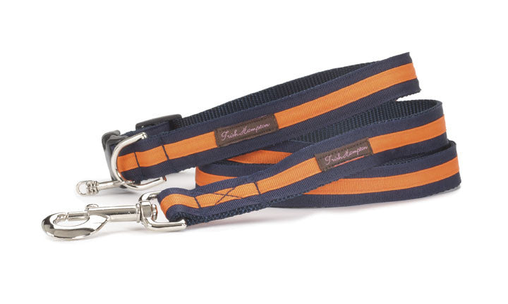 Navy/Bright Orange Stripe Dog Collar