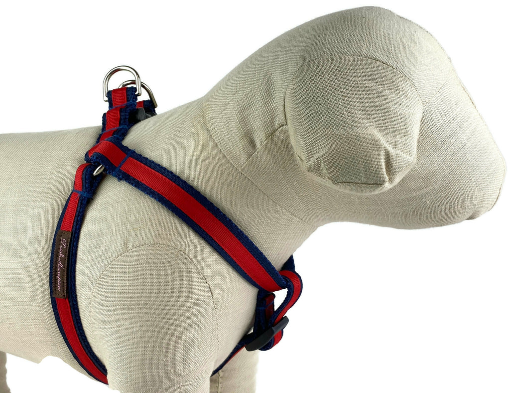 Navy/Red Stripe Dog Harness 