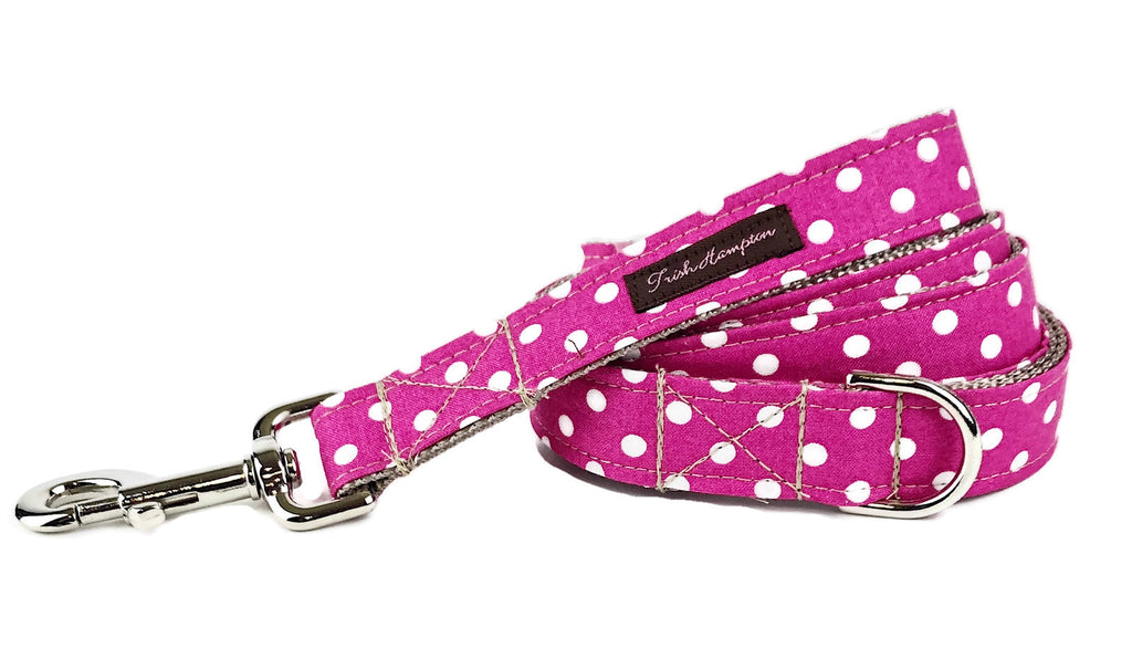 Hot Pink/White Polka Dot 6ft Dog Leash-Cute Dog Leash