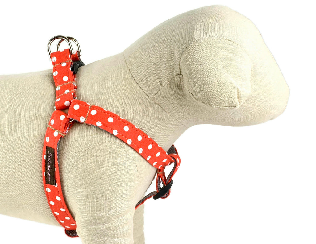 Orange/White Polka Dot Dog Harness