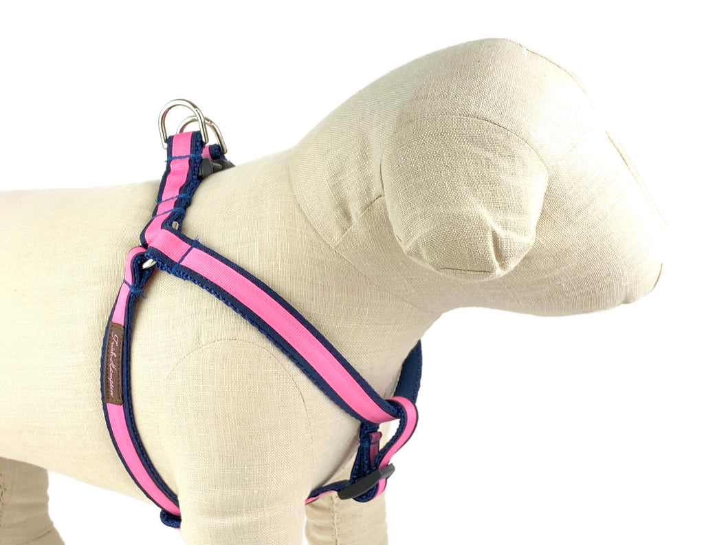 Navy/Hot Pink Stripe Dog Harness