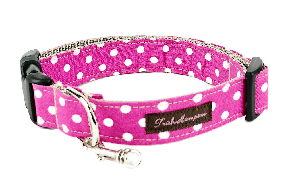 Hot Pink/White Polka Dot Dog Collar