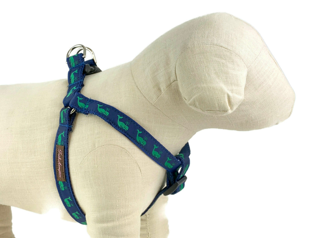 Navy/Green Whales Dog Harness