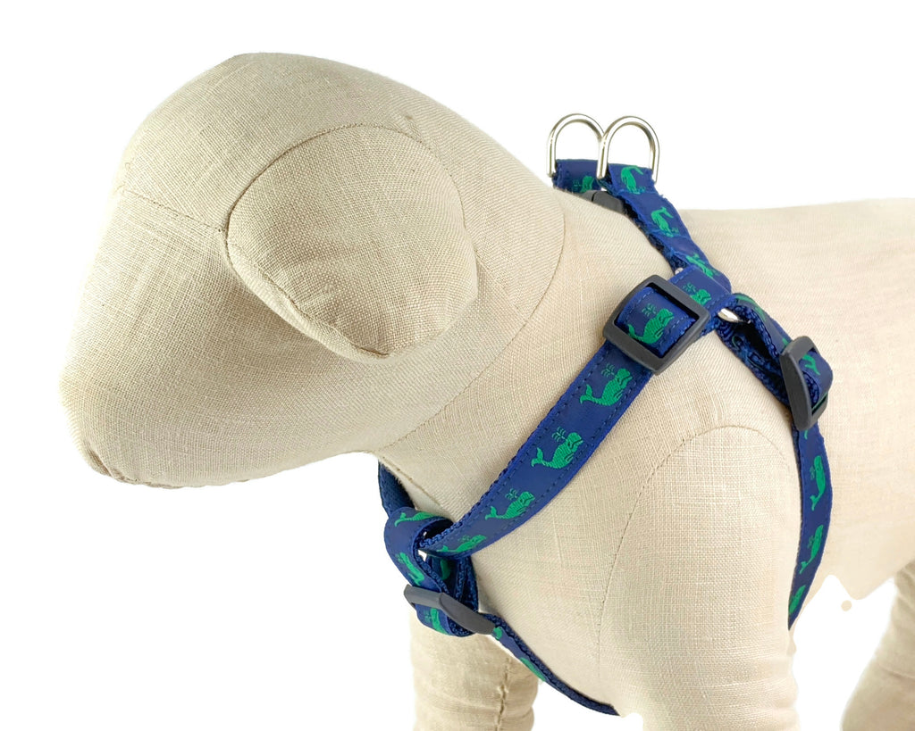 Navy/Green Whales Dog Harness