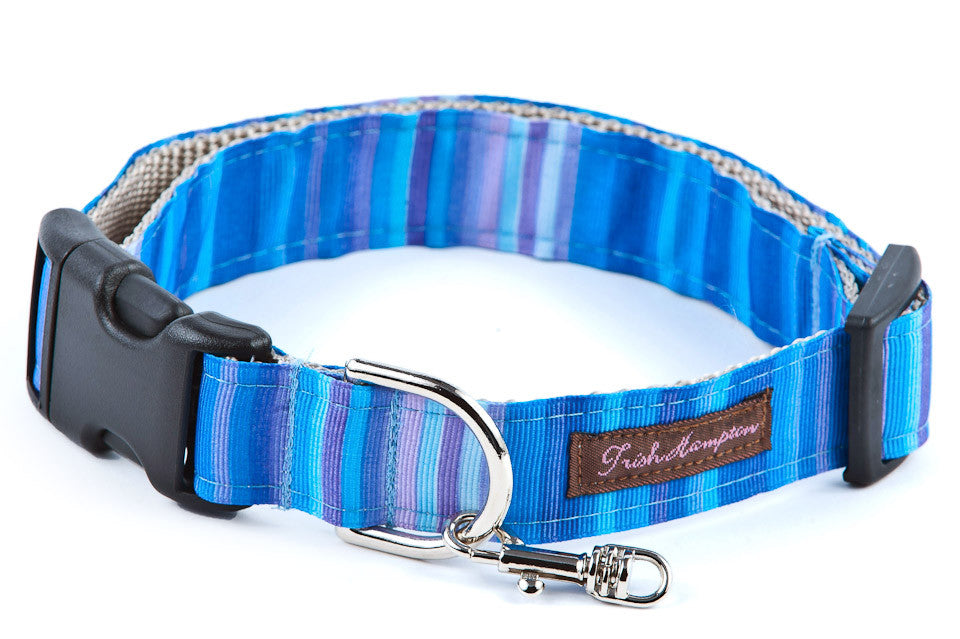 Blue Candy Stripe Dog Collar 