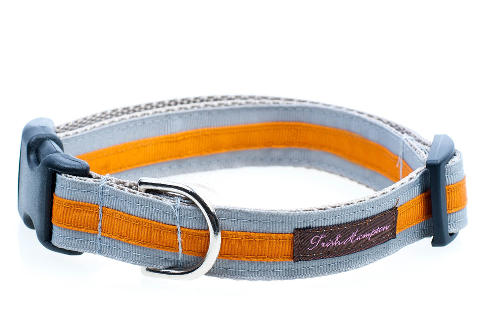 Grey/Orange Stripe Dog Collar