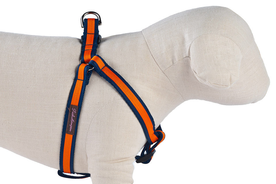 Navy/Bright Orange Stripe Dog Harness 
