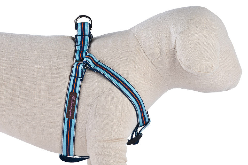 Navy/Light Blue/Orange Stripe Sale Dog Harness