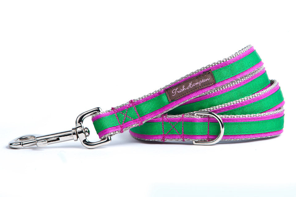 Fucshia/Green Stripe Sale 6ft Dog Leash-Long Dog Leash