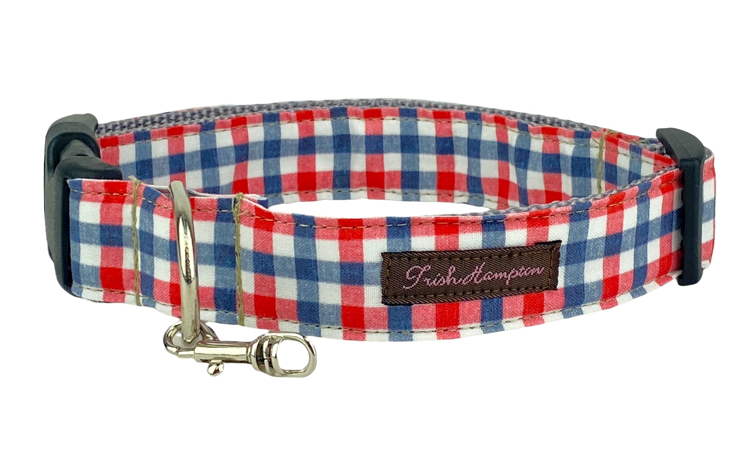 Gingham shop dog collar