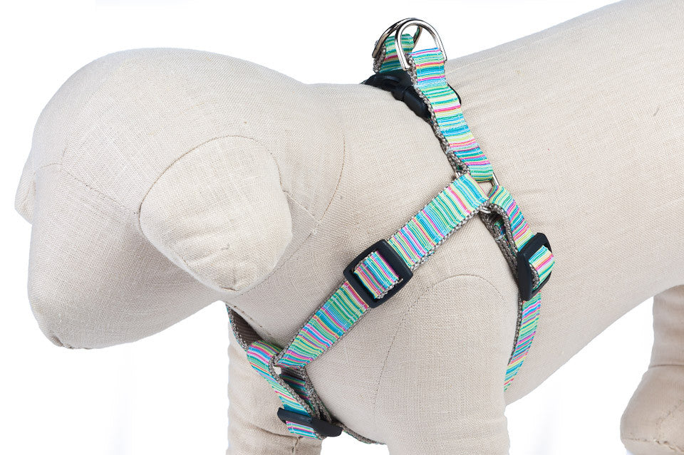 Green Candy Stripe Dog Harness 
